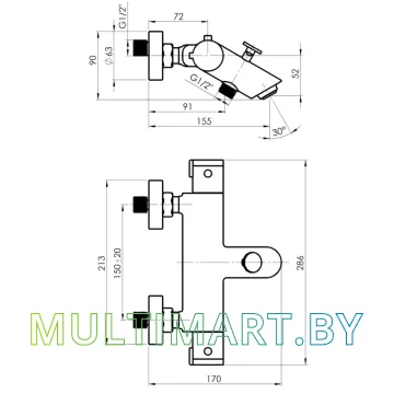Смеситель Rubineta Thermo-10/K (H10L08) картинка 2